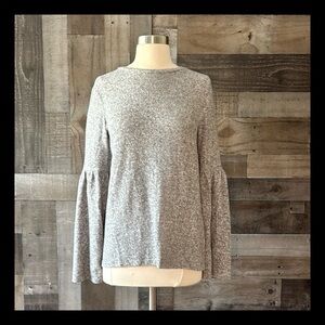 ZARA gray bell sleeve top small fuzzy casual festival boho chic dark feminine